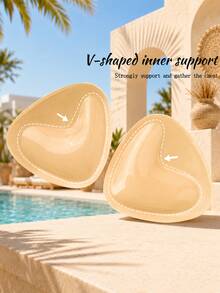 1 Pair Double Sided Sticky Bra Inserts Triangle Ultraboost Reusable Push Up Pads For Strapless, Bikini, Swimsuit, Sports Bras. Invisible Support - Multicolor - View 4