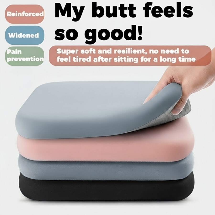 Thickened Comfortable Seat Cushion - 4cm High Elastic Memory Foam Core, Removable Wear-Resistant Fabric Cover, Non-Slip Particle Design On Bottom, Suitable For Hard Office Chairs, Student Chairs, Truck Seats And Home Use, Disperses Hip Pressure, Improves Sitting Posture - Multicolor - View 1
