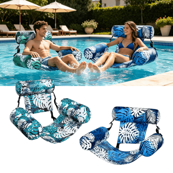 1PC Swimming Inflatable Water Recliner, Swimming Rest Seat, Float Bed, Floating Chair For Summer Party Water Beach Lake Water Floating Platform Backrest Recliner With A Free Manual Air Pump Beach Essential, Beach Accessories, Pool Toy