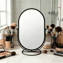 1 pièce Miroir de maquillage doré, miroir de maquillage de luxe de bureau convenant pour la chambre, miroir ovale élégant rotatif, miroir de vanité pour dortoir - Multicolore - Voir 3