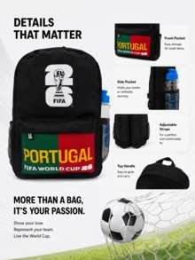 Mochila Nueva Impresa de la Copa del Mundo de la FIFA 2026 Ligera Hermosa Estilo Multifuncional Fácil de Llevar Estilo Casual con Material Suave - Rojo - Ver 8