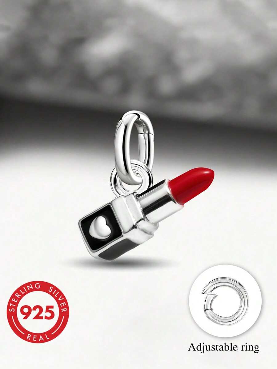 1件简约独特的925纯银心形口红吊坠,精致饰品,男女皆宜的圣诞礼物 - 款式7 - 查看 1