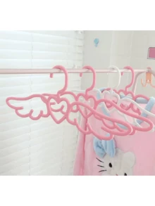 1/5/10/20pcs Pink Hangers, White Hangers, Closet Storage Hangers, Heart Angel Hangers, Room Hangers, Adult Indoor/Outdoor Universal Hangers - Multicolor - View 4