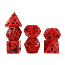 Dinosaur Polyhedral Dice Set, 7 Pieces Acrylic Glitter Role Playing Game Dice With Engraved Dino Footprint And Skeleton Symbols, Multi-Color RPG Dice For Tabletop Board Games, TTRPG, Card Games, Math Teaching, Gift For Gamers And Collectors - Multicolor - View 20