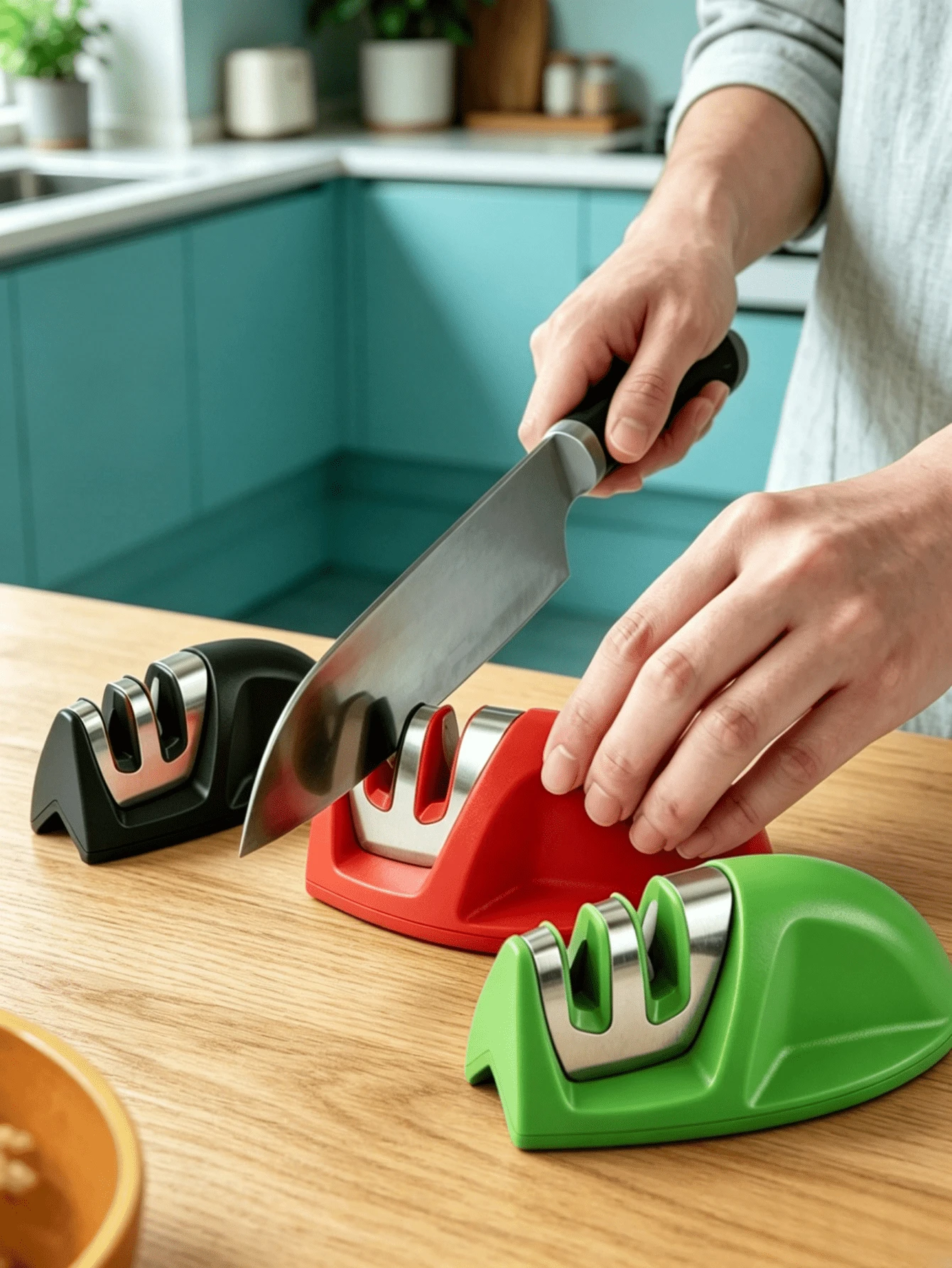 Mini Cute Mouse-Shaped 2-Stage Portable Knife Sharpener, Compact And Lightweight Blade Sharpening And Polishing Tool, Non-Slip Stable Base, Easy To Clean And Durable, Suitable For Home Cooking, Camping, Travel, Outdoor Picnic, BBQ, Includes Metal Mesh Cloth For Daily Knife Maintenance - Multicolor - View 1