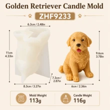 黃金獵犬幼犬矽膠蠟燭模具 DIY 狗狗蠟燭模具，適用於大豆蠟香氛蠟燭製作、樹脂、石膏、肥皂模具，居家裝飾禮品 - Golden - 查看 10