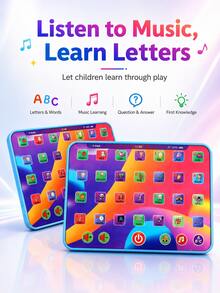 Interaktives Buchstaben-Lern-Tablet für Kinder, ABC-Buchstaben, Zahlen, Farben, Musik und Wörter, pädagogisches Spielzeug, Vorschullernspielzeug für 3-5 Jahre alte Jungen und Mädchen - 002 Tablet - Übersicht 4