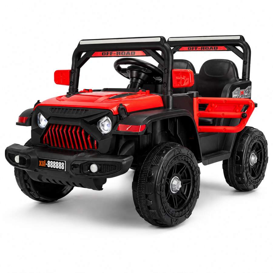 BTYOGR Electric Off‑Road Ride‑On Car For Kids, 2.4G Parental Remote Control, Built‑In Music Player, 4‑Wheel Suspension System, 12V Dual‑Motor Kids Ride‑On Toy For Children Aged 3‑8 - Red - View 1
