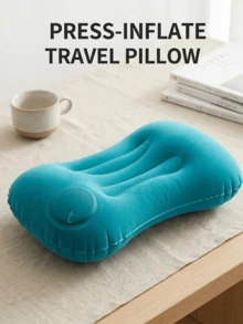 便攜式充氣旅行頸枕與腰枕，可折疊旅行必需品，提供頸部與腰部支撐，適合長時間久坐、露營、旅行帳篷、戶外商務出差、辦公室小睡、飛機、火車、學習、開車 - 彩色 - 查看 6
