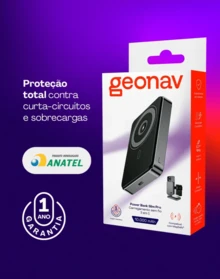 Power Bank Carregador Portátil Turbo 20w 10.000mah Sem Fio Geonav Cinza - Cinza - Visão 9
