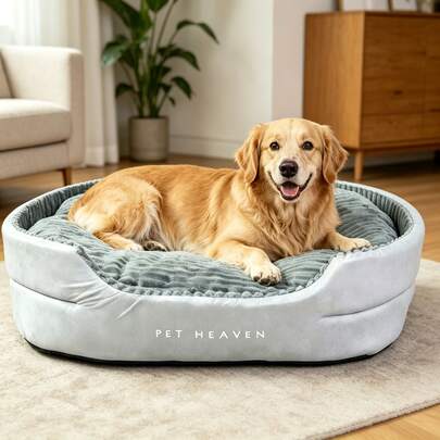 سرير كلب تقويمي مضلع مجعد، سرير أريكة حيوان أليف دائري مطبوع PET HEAVEN قابل للغسل للكلاب الصغيرة والمتوسطة والكبيرة، وسادة قفص كلب داخلية لجميع الفصول