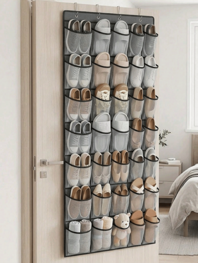 Breathable Shoe Cabinet With 28 Clear Pockets To Maximize Room Spaces Solid Zapateras Para Calzados For Apartments Strong Shoe Holder Perfect For Bedroom Doors Hiding Shoes Quickly Damage-Free Entryway Wall Hanging Storage & Organization