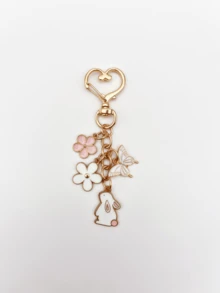 1個可愛兔子與蝴蝶包包吊飾，時尚百搭車鑰匙配件，簡約清新女款包包配件，粉色女性鑰匙圈，房間裝飾，必備假日旅行配件，節日與週年紀念送給朋友的禮物 - 彩色 - 查看 8
