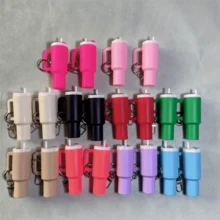 [Mini Keychain] 2pcs (Random Color) Mini Cup Keychain Set | Detachable Lipstick And Pill Storage Box, Fashionable Beverage Container Keychain | Perfect For Backpacks And Car Keys, Great Gift For Friends And Sports Enthusiasts - View 8