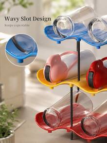Stackable Water Bottle Organizer Rack, Wine Bottle Organizer,Multi-Layer Wavy Bottle Organizer For Countertop, Water Bottle Organizer For Cabinet And Fridge, Refrigerator Wine Rack For Kitchen Pantry, Suitable For Tumblers,Cups & Wine Bottles - Multicolor - View 4