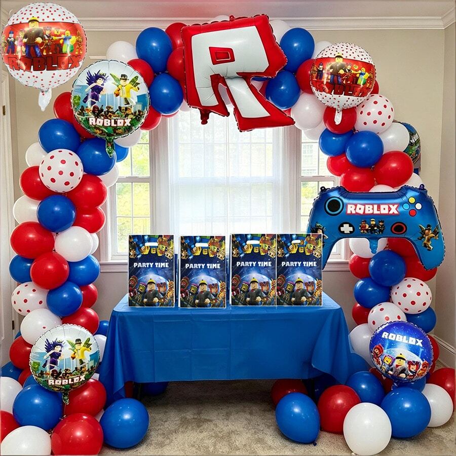 Roblox 14个装多色可重复使用礼品袋，青少年派对礼品盒，生日、节日、糖果、日常礼物、派对装饰 - roblo 鋁箔氣球 袋B - 查看 1