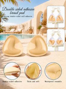 1 Pair Double Sided Sticky Bra Inserts Triangle Ultraboost Reusable Push Up Pads For Strapless, Bikini, Swimsuit, Sports Bras. Invisible Support - Multicolor - View 2