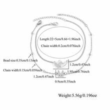 2Pcs/Set New Classic Initial Anklet Stainless Steel Bead Chain Layered Anklets For Women - Silver - View 2