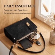 Women Niche Minimalist Handbag, Elegant Versatile Shoulder Crossbody Bag For Daily Commute - Black - View 6