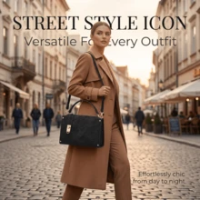 Women Niche Minimalist Handbag, Elegant Versatile Shoulder Crossbody Bag For Daily Commute - Black - View 3