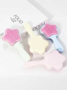 1Pc Cute Solid-Color Pentagonal Star-Shaped Air Cushion Massage Comb, Anti-Static Scalp Massage Brush, Portable Knot-Removing And Styling Tool - Multicolor - View 2
