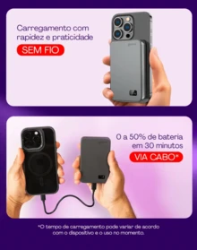 Power Bank Carregador Portátil Turbo 20w 10.000mah Sem Fio Geonav Cinza - Cinza - Visão 3