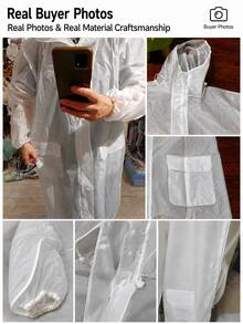 1pc Thickened EVA Raincoat With Detachable Double Brim, Transparent Hooded Full Coverage Rain Poncho With Waterproof Pocket, Windproof Long Rain Gear, Unisex, Suitable For Electric Scooter, Motorcycle, Cycling, Commuting, Hiking, Travel And Outdoor Activities - Multicolor - View 8