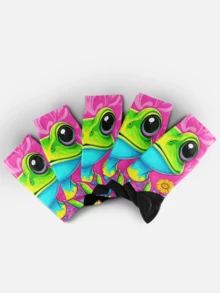 Cool 360° Printed Men's Socks - Street Style Socks, Fun Frog, Colorful, Animal Socks, Durable, Fun Socks, Suitable For Daily, Holiday And Party Occasions - Rose Red - View 6