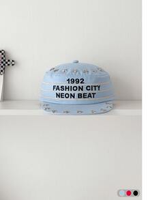 1件女款復古波點字母刺繡快乾布料平帽簷棒球帽，夏季顯臉小美式星星鉚釘字母刺繡帽，春夏新款街頭風棒球帽 - 多色 - 查看 13