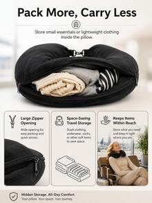 Unfilled Soft Plush Travel Pillow, Can Be Used As Storage Travel Pillow, Suitable For Travel, Travel Essentials, Vacation Accessories, Portable - View 6