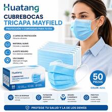 CubrebocasTricapa Mayfield de 50 Piezas Azul - A - Ver 1