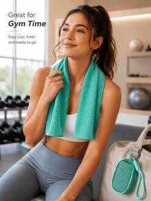 Minimalist Macaron Style Cooling Sports Towel, Portable & Foldable, Designed For Sports, Efficient Cooling, Breathable & Sweat-Absorbent, Includes Transparent Storage Box, 30*100cm - Multicolor - View 7
