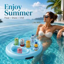 1-2pcs Inflatable Waterproof Bar Drink & Food Floats, Multi-Functional Pool Party Ice Bucket Cup Holder, Portable Inflatable PVC Ice Bucket Rack, Floating Drink Holder, Summer Pool Accessories With Hole Tray - Water Inflatable Tray - View 10