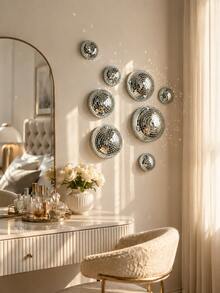 8/3pcs Disco Ball Wall Decor Hanging Ornament, With Adhesive Backing, Home Interior Decoration, Reflective Atmosphere Creation - Disco - View 4
