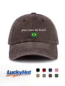 水洗復古棒球帽 Puro Suco Do Brasil 巴西迷因風格老爹帽 中性款 Y2K 街頭風遮陽帽 適合夏季海灘旅行 - puro suco do brasil - 查看 10
