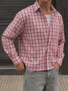 Men's Plaid Casual Versatile Daily Wear Long Sleeve Shirt - Multicolor - View 1