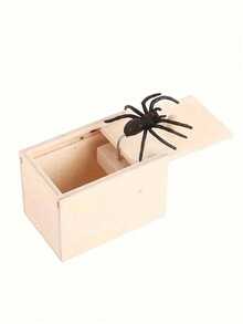 1pc Handmade Wooden Spider Prank Box, Exquisite Gag Gift Box, Ideal Christmas Gift - Multicolor - View 11