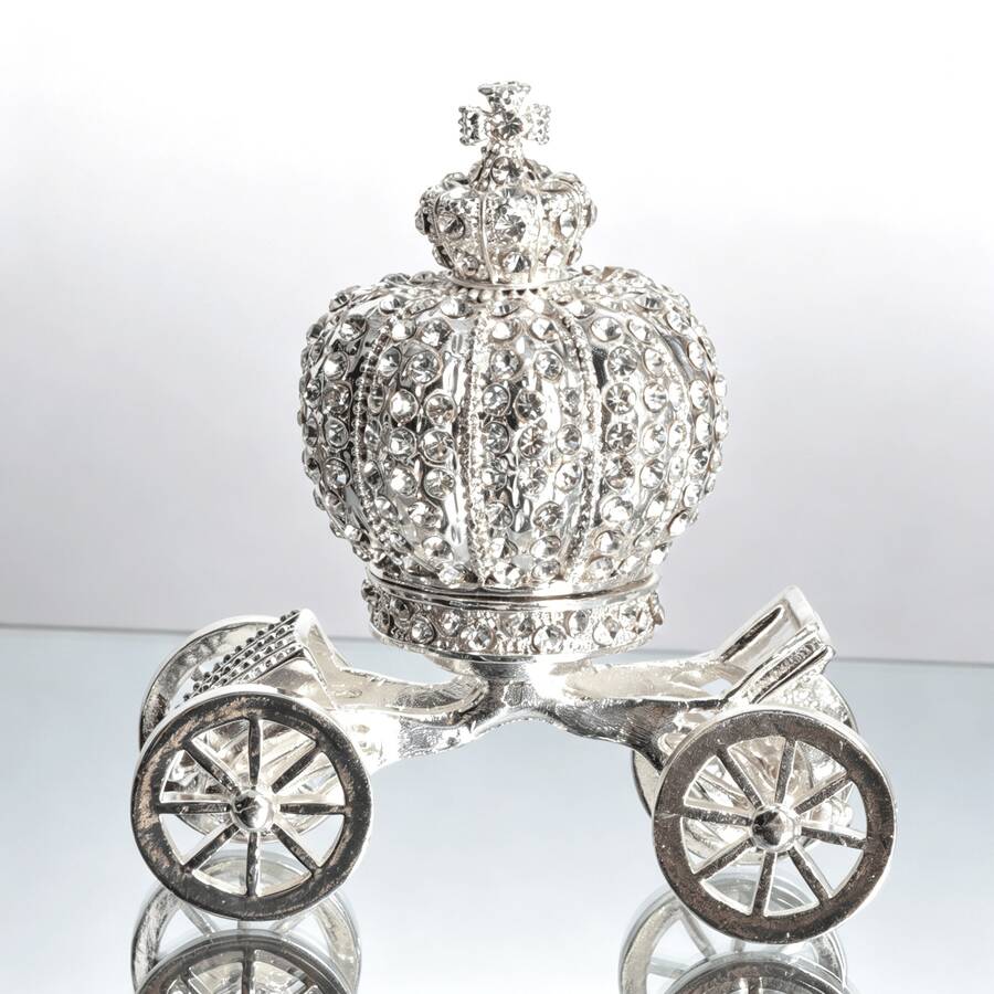 Waltz&F Silver Carriage Set With Diamonds Jewelry Holder Trinket Box Animal Jewelry Box Bejeweled Hand-Painted Ring Holder Animal Figurines Jewelry Box - 1PC - View 1