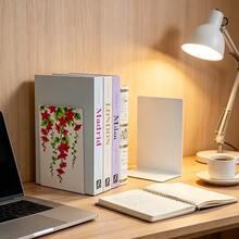 2 Pieces Book Holder, Metal Shelf, White Printed Decorative Shelf, Non Slip Heavy-Duty Shelf, Book, Magazine Or CD Storage Box, Suitable For Home And Office Use. - Printing - View 11