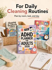 Spiral Bound Cleaning Plan Notebook, Designed For Home Cleaning Planning. Convenient Coil Notebook For Recording Cleaning Tasks And Scheduling Daily Housework, Practical Planning Journal To Help Organized Home Hygiene Management. - Multicolor - View 6