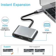 2-In-1 USB-C To 4K HDTV 1080p VGA Adapter Type-C Hub Video Cable Docking Station, Compatible With Laptop, Phone, Tablet, Projector, Supports Multi-Screen Sharing - View 5