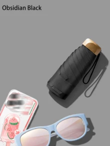 19cm/7.5in Mini Folding Umbrella, Portable Outdoor Sun Umbrella With Storage Bag, UV Protection Parasol, Sun Protection Accessory, 6 Ribs + Thickened Black Rubberized Sun Protection Coating, Travel Essential, Perfect For Outdoor, Travel, Summer Sun Protection, Windproof And Waterproof - Multicolor - View 18