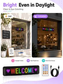 滾動式巨型亮色 LED 廣告招牌,柔性 USB 5V LED 店鋪招牌,藍牙 App 控制,可自定義文字/圖案/動畫,可編程顯示螢幕,適用於商店、汽車、酒吧、酒店 - LED Sign - View 7