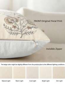 1 Stück Vintage Blumenmuster Kissenbezug, dekorativer Kissenbezug, moderner Landhausstil Sofa/Sessel/Bett Kissenbezug, Wohnzimmer Heimdekoration, Outdoor Garten Sitzkissenbezug, Sommer Herbst Schlafzimmer dekorativer Kissenbezug - Hellbraun - Übersicht 2