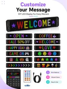 滾動式巨型亮色 LED 廣告招牌,柔性 USB 5V LED 店鋪招牌,藍牙 App 控制,可自定義文字/圖案/動畫,可編程顯示螢幕,適用於商店、汽車、酒吧、酒店 - LED Sign - View 6