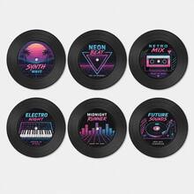 復古黑膠唱片杯墊套組 6入 音樂主題防滑耐熱杯墊 33 RPM 搖滾樂桌面保護墊 適用咖啡、茶與冷飲 復古唱片機居家酒吧裝飾 音樂愛好者喬遷禮物派對小禮 - 彩色 - 查看 9