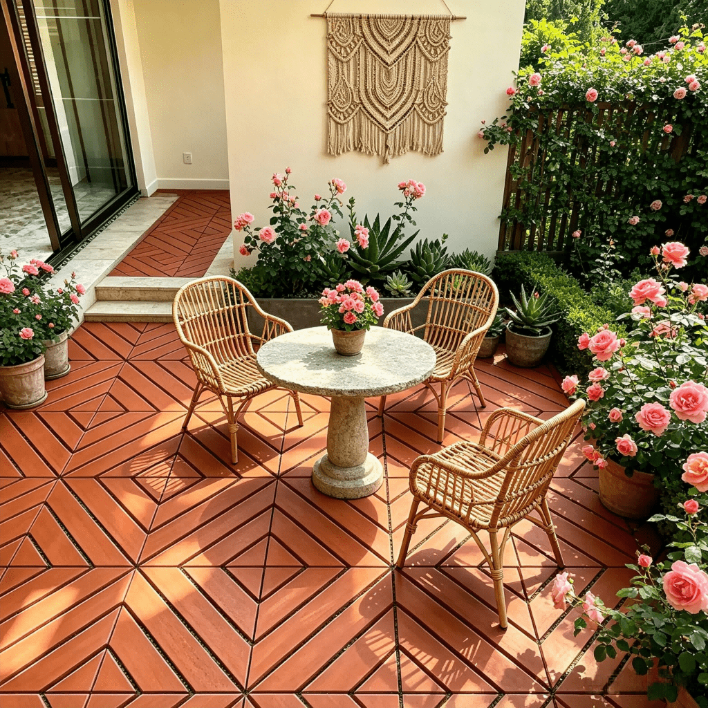 119-Pack 12x12 Inch Interlocking Deck Tiles Set, Plastic Snap-Together Flooring For Patio, Poolside, Balcony And Backyard, Waterproof All-Weather PP Outdoor Tiles With Edge Strips, Corner Pieces And Gloves