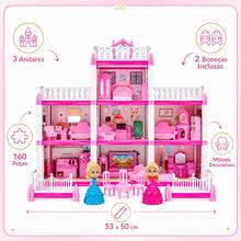 Castelinho Princesa 160 Peças + 2 Bonecas | Casa Blocos  Montar Menina 3 Andares | Brinquedo Educativo Presente  Infantil 3 4 5 Anos - Multicolorido - Visão 3