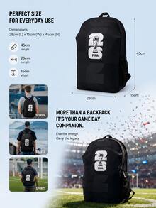 FIFA Mochila estampada nueva 2026, ligera y elegante, multifuncional y fácil de llevar, mochila de material suave casual - Azul - Ver 6