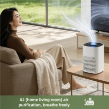 Desktop Air Purifier, Small Home Bedroom Aromatherapy, USB Powered, Removes Odors And Dust, Humidifying Function, Portable And Lightweight, Suitable For Dorm, Office, Bedside, Space-Saving, Keeps Small Room Air Fresh - White - View 9